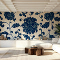 Chinese Ornament, Blue Flowers Mural Wallpaper - room preview 03