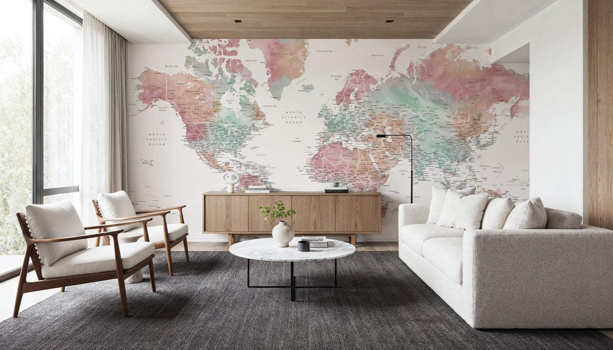 World Map Cities - Fefi Mural Wallpaper - room preview 03