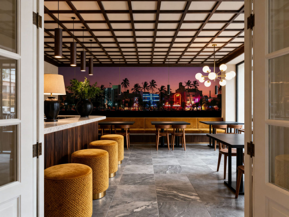 Neon Sunset Boulevard Mural Wallpaper - room preview 03