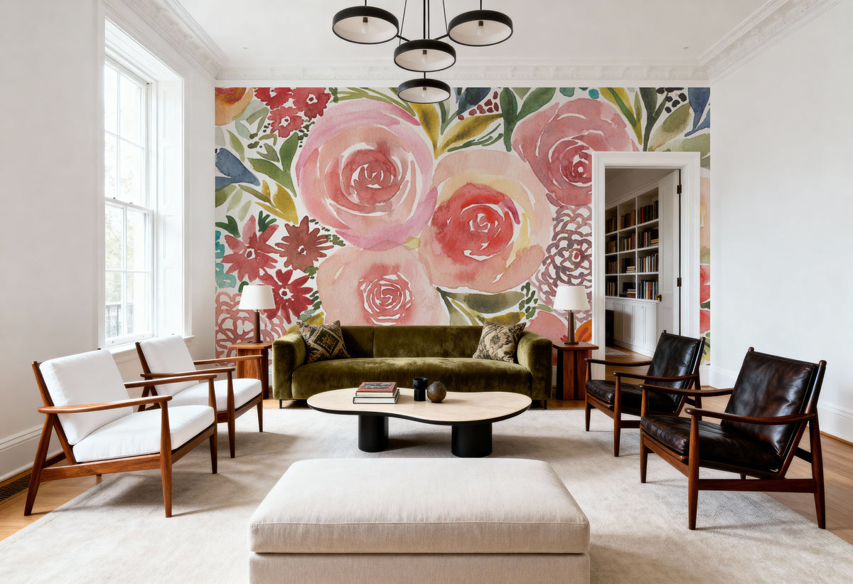 Floral Focus Mural Wallpaper - room preview 03