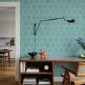 Bohemian Leaves Blue Mural Wallpaper - room preview 03