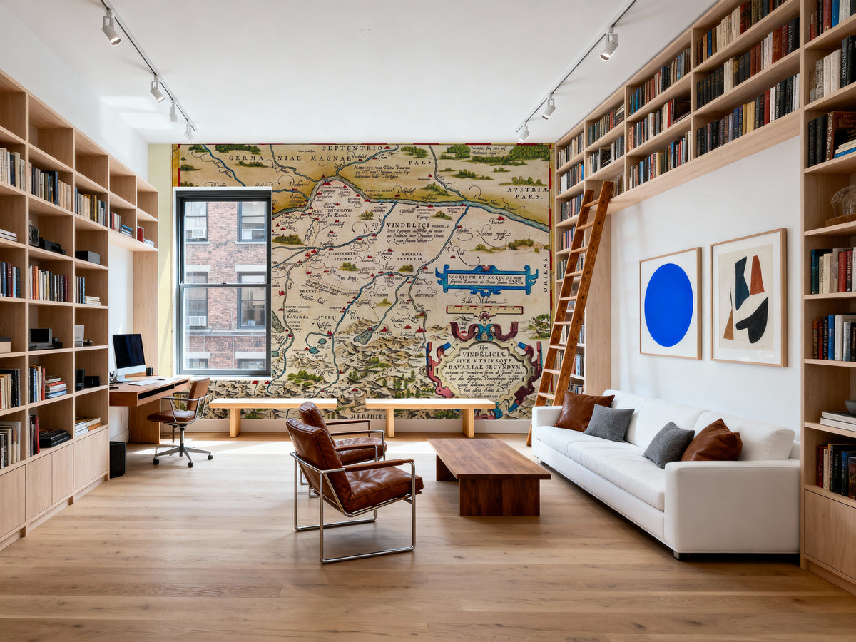 Old Map of Bavaria, Germany, 1570 Mural Wallpaper - room preview 03