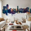 Oldham England Skyline Blue & Bronze Mural Wallpaper - room preview 03
