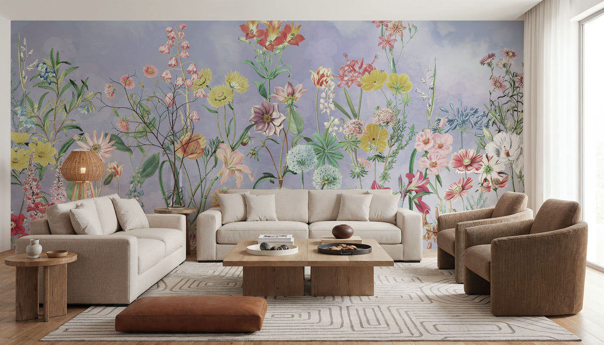 Summer Meadow Mural Wallpaper - Neutral Tone - room preview 03