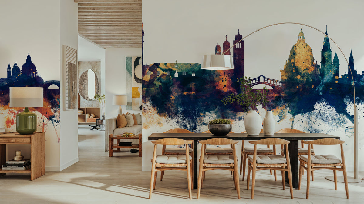 Venice Itay Skyline Blue & Bronze Mural Wallpaper - room preview 03