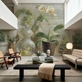 Greenhouse Orchids on Wood Mural Wallpaper - room preview 03
