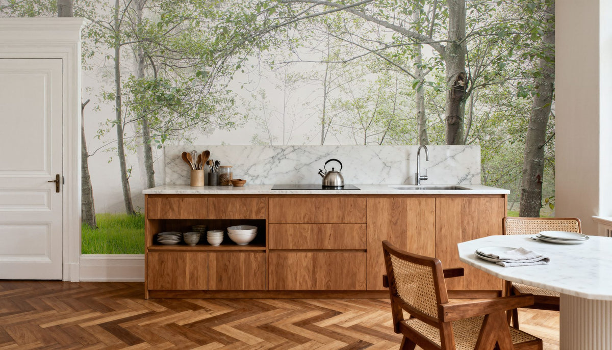 Young Forest Sunbath Mural Wallpaper - room preview 03