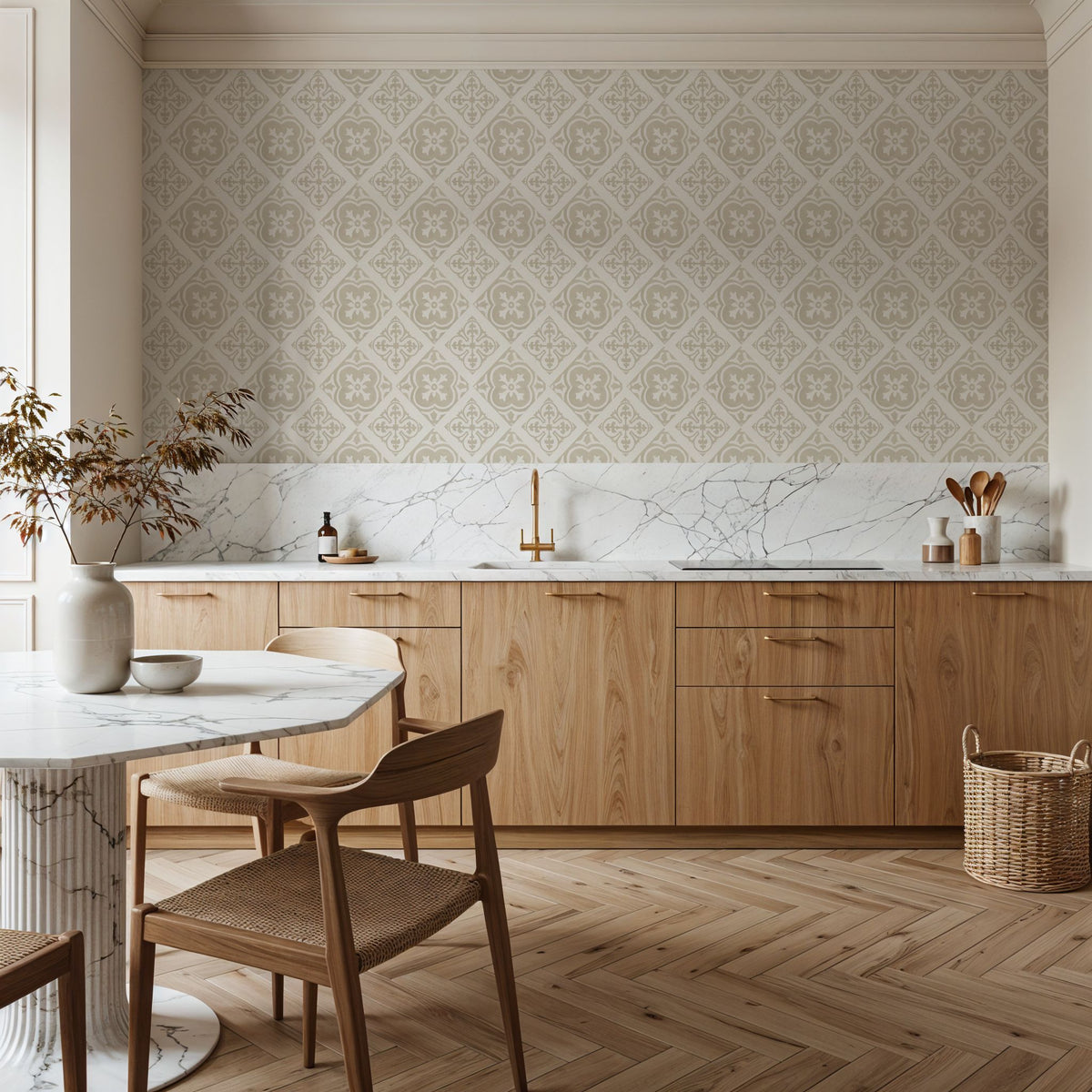 Tile It Up White Mural Wallpaper - room preview 03