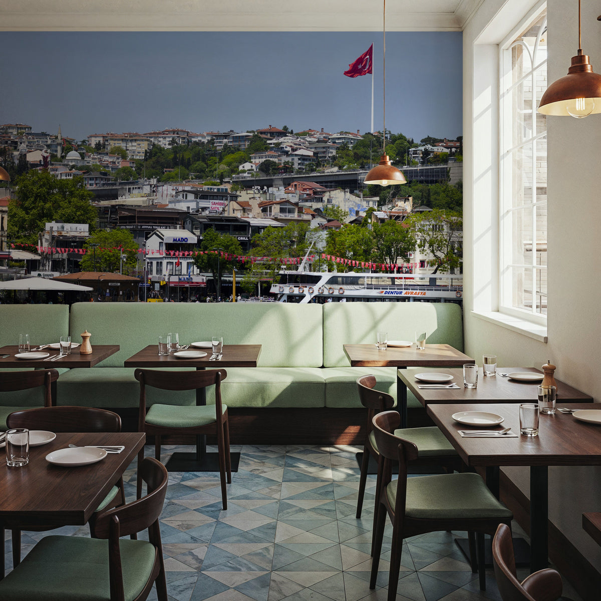 Turkish Waterfront Mural Wallpaper - room preview 03