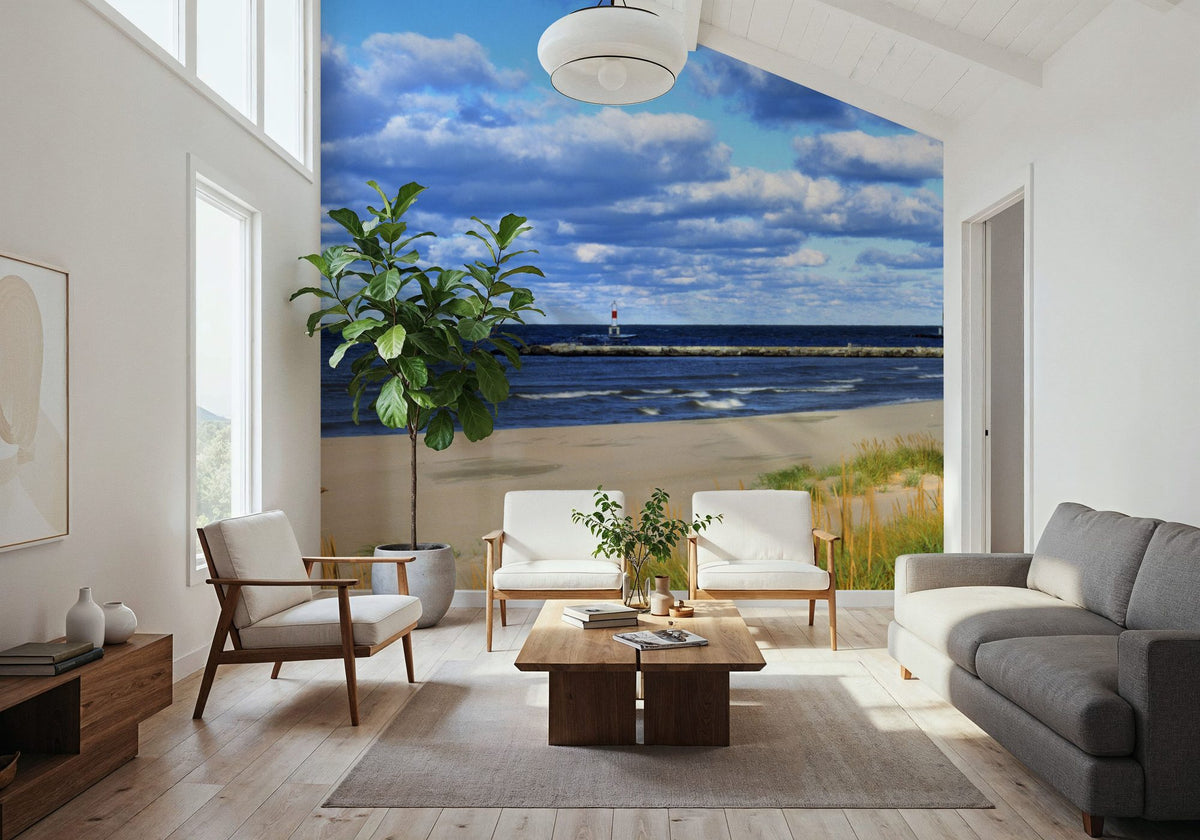 Coastal Lighthouse Haven Mural Wallpaper - room preview 03