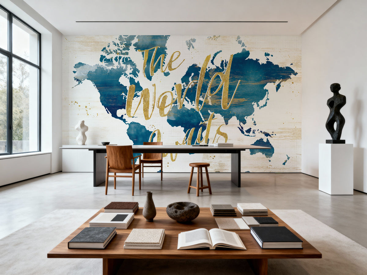 Desert Bloom Map in Writing Mural Wallpaper - room preview 03