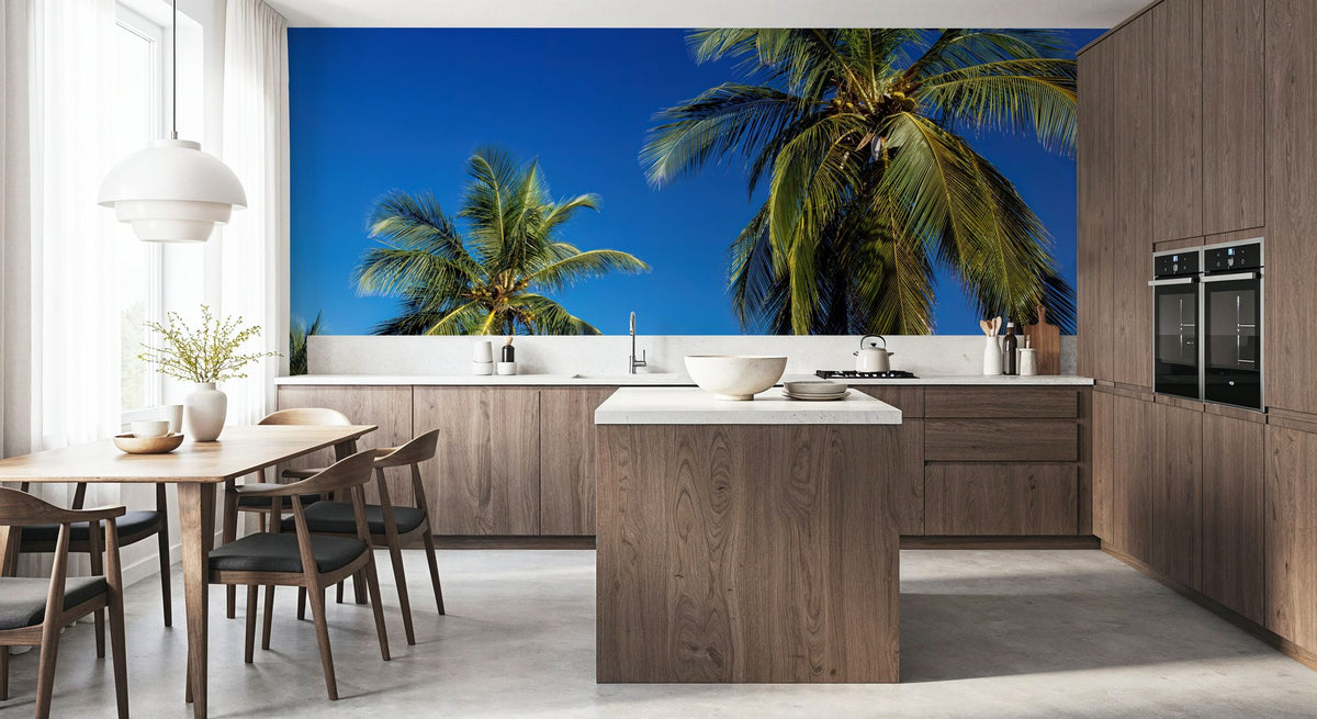 Azure Palms Horizontal Mural Wallpaper - room preview 03