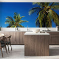 Azure Palms Horizontal Mural Wallpaper - room preview 03