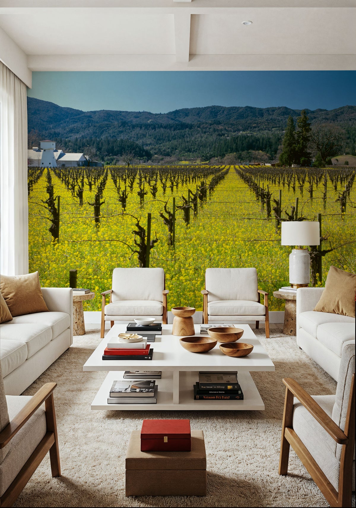 Vineyard Symmetry Mural Wallpaper - room preview 03