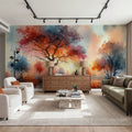 Autumn's Fiery Canopy At Dusk Mural Wallpaper - room preview 03