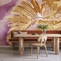 High Grunge Leaves Mural Wallpaper - Red Tone - room preview 03