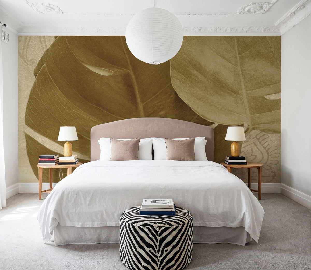 Ornate Monstera Leaf II Mural Wallpaper - room preview 03