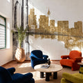 Skyline Crossing Gold Mural Wallpaper - room preview 03