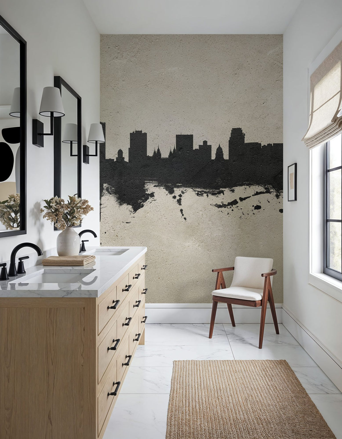 Salt Lake City Utah Skyline Concrete Mural Wallpaper - room preview 03