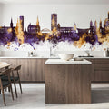 Wuppertal Germany Skyline Purple & Gold Mural Wallpaper - room preview 03