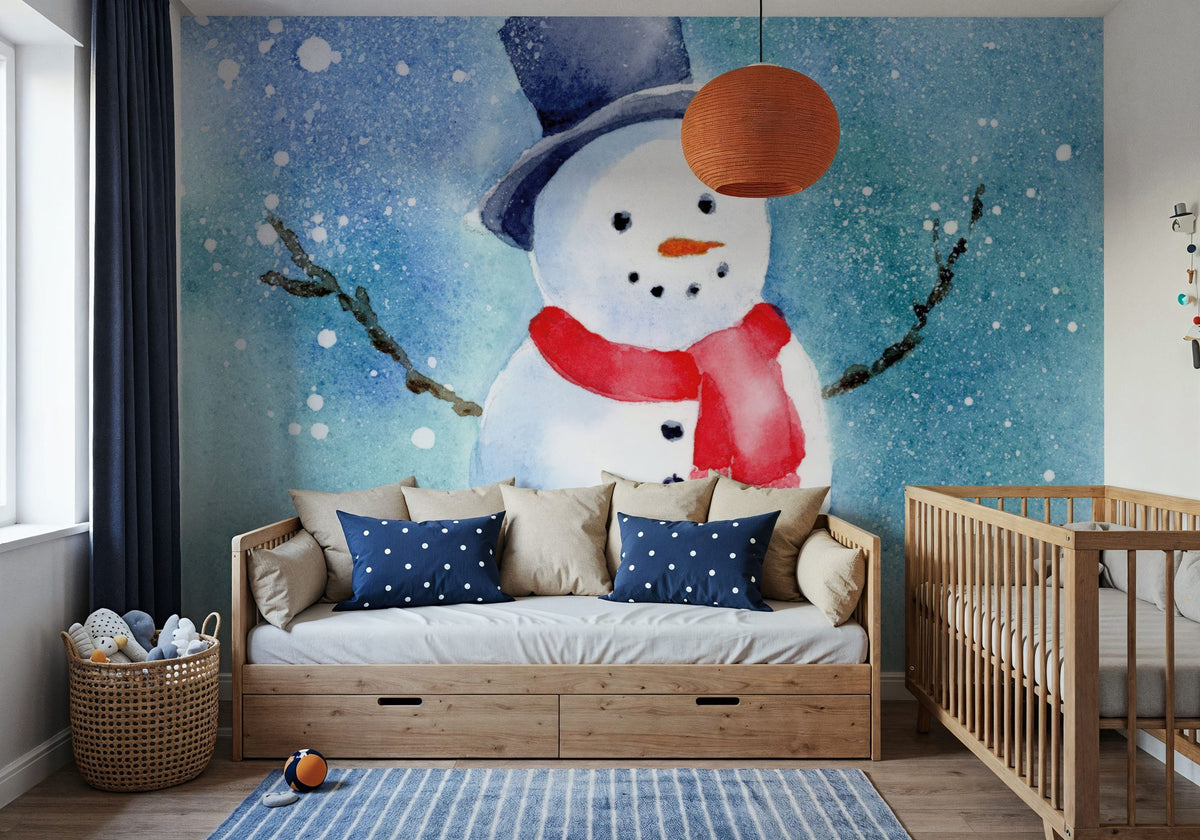 Happy Snowman Mural Wallpaper - room preview 03