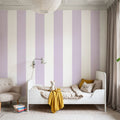 Circus Stripes, Lavender Mural Wallpaper - room preview 03