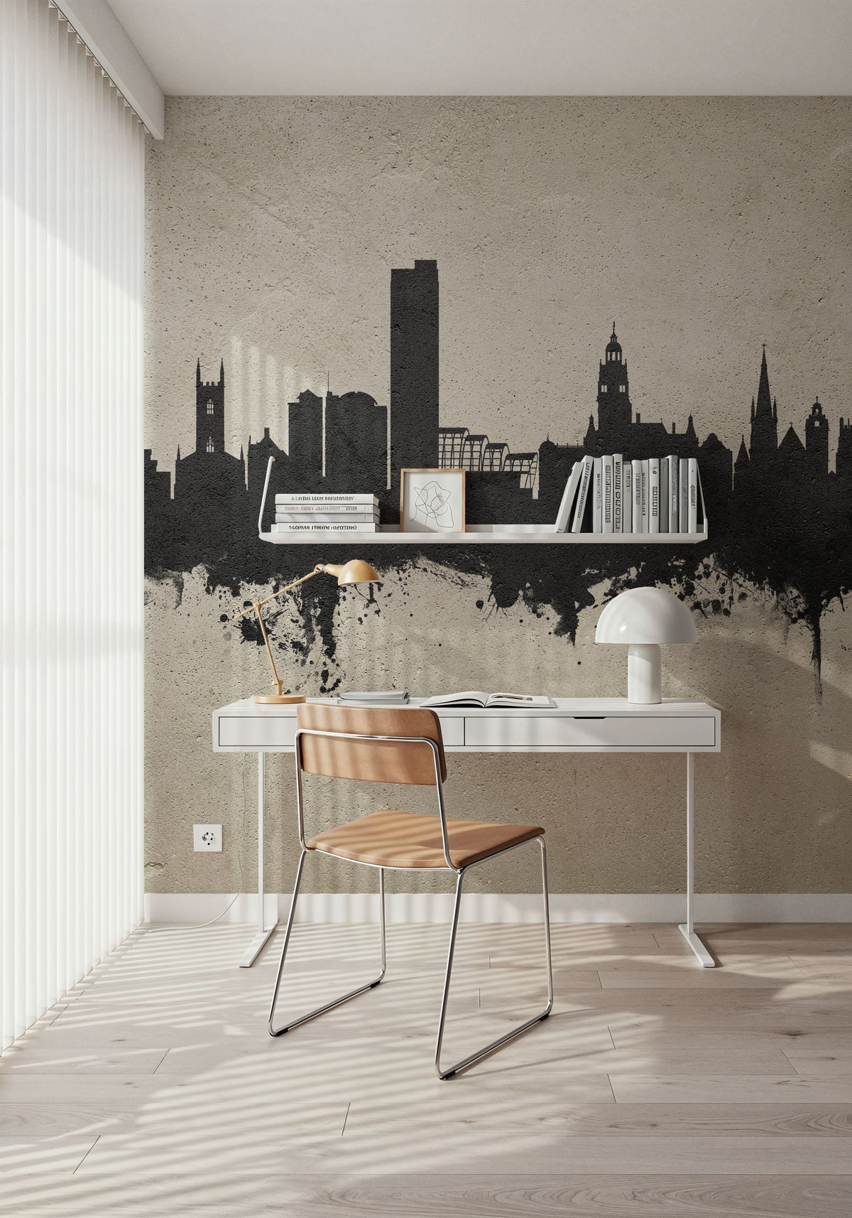 Sheffield England Skyline Concrete Mural Wallpaper - room preview 03