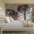 Tropical Forest Strolls Gray Blue Mural Wallpaper - room preview 03