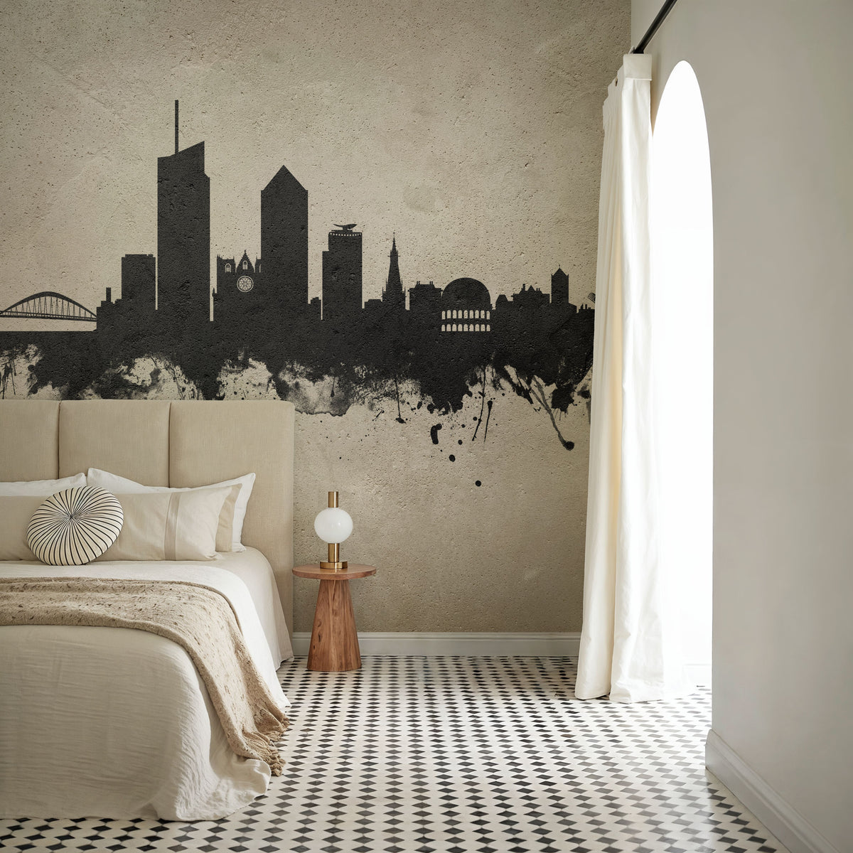 Lyon France Skyline Concrete Mural Wallpaper - room preview 03