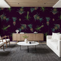 Falling Pineapples, Violet Mural Wallpaper - room preview 03