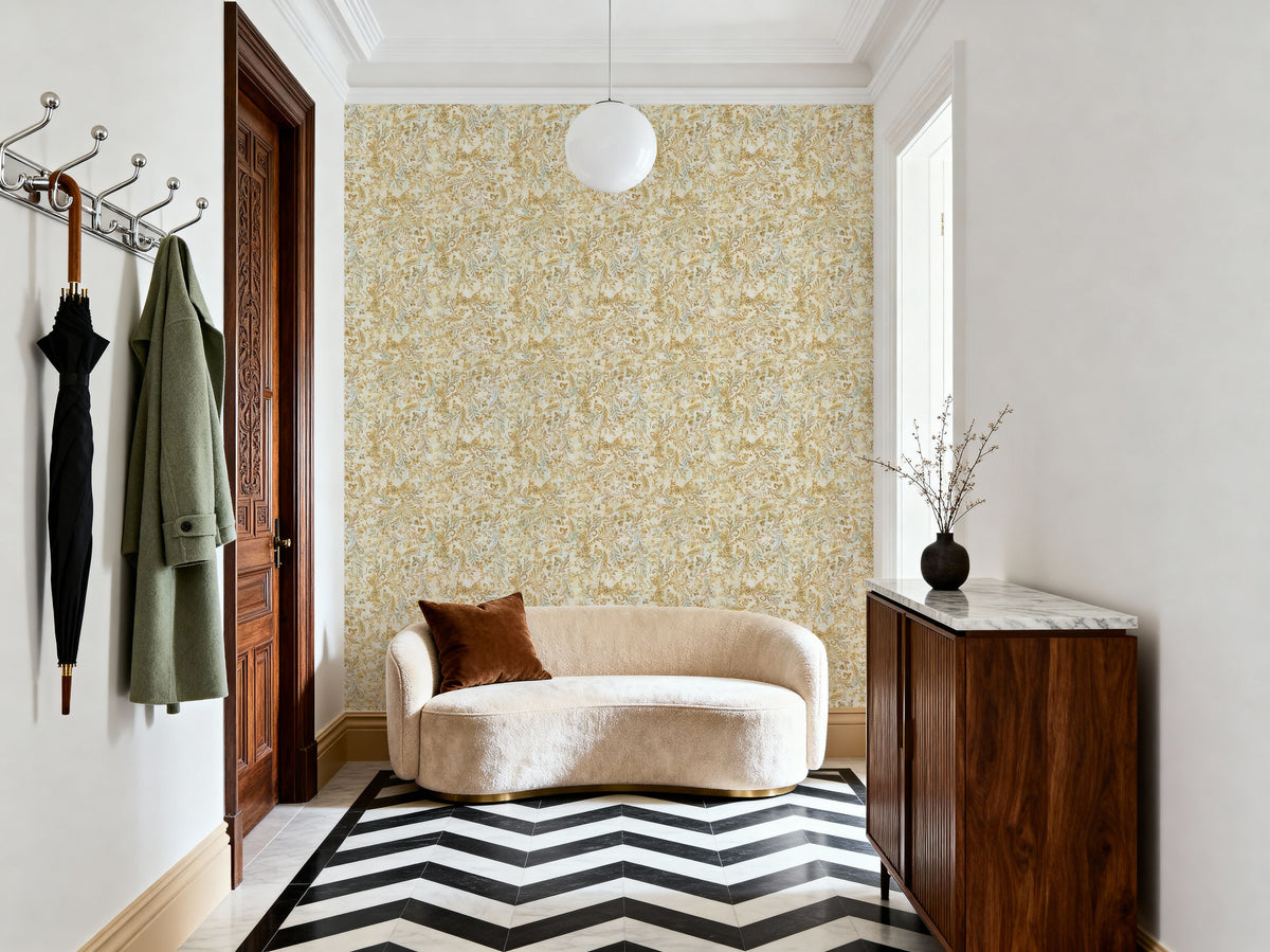 Rustic Flowers Yellow Mural Wallpaper - room preview 03