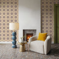 Geo Floral, Beige Mural Wallpaper - room preview 03