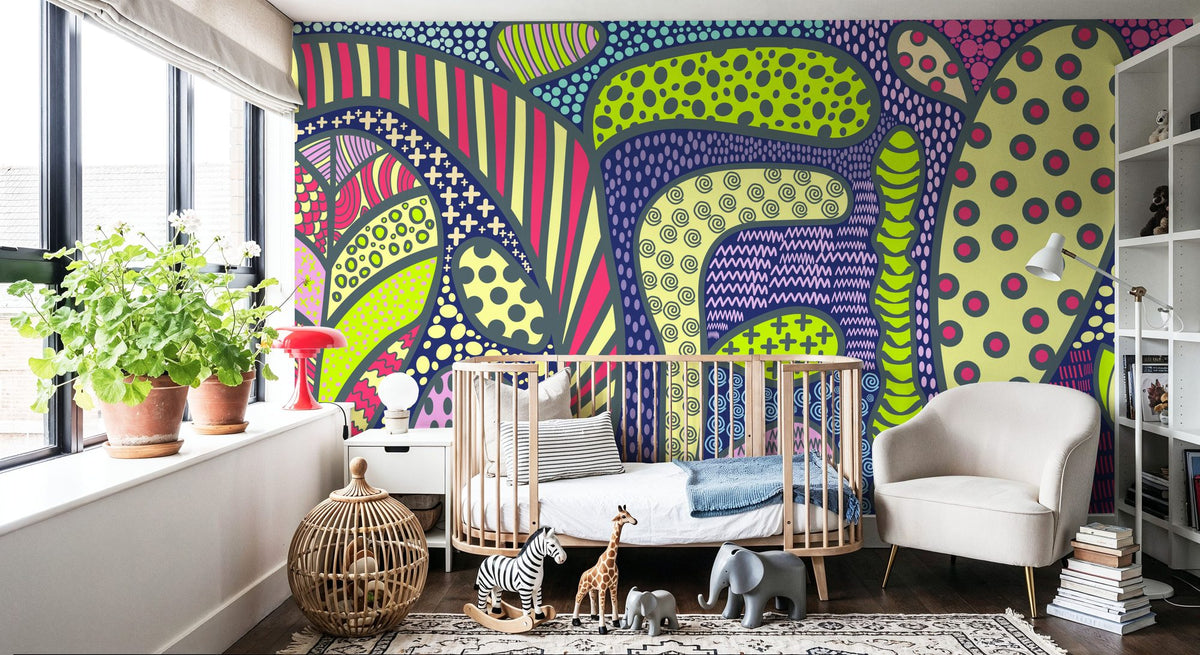 Trippy Forest Mural Wallpaper - room preview 03