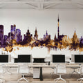 Moscow Russia Skyline Purple & Gold Mural Wallpaper - room preview 03