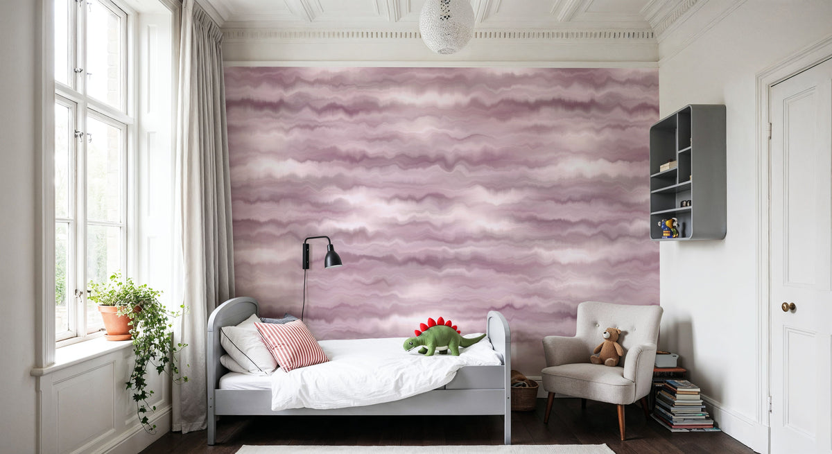 Moire Fumé, Cloud Rose Mural Wallpaper - room preview 03