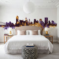 Memphis Tennessee Skyline Purple & Gold Mural Wallpaper - room preview 03