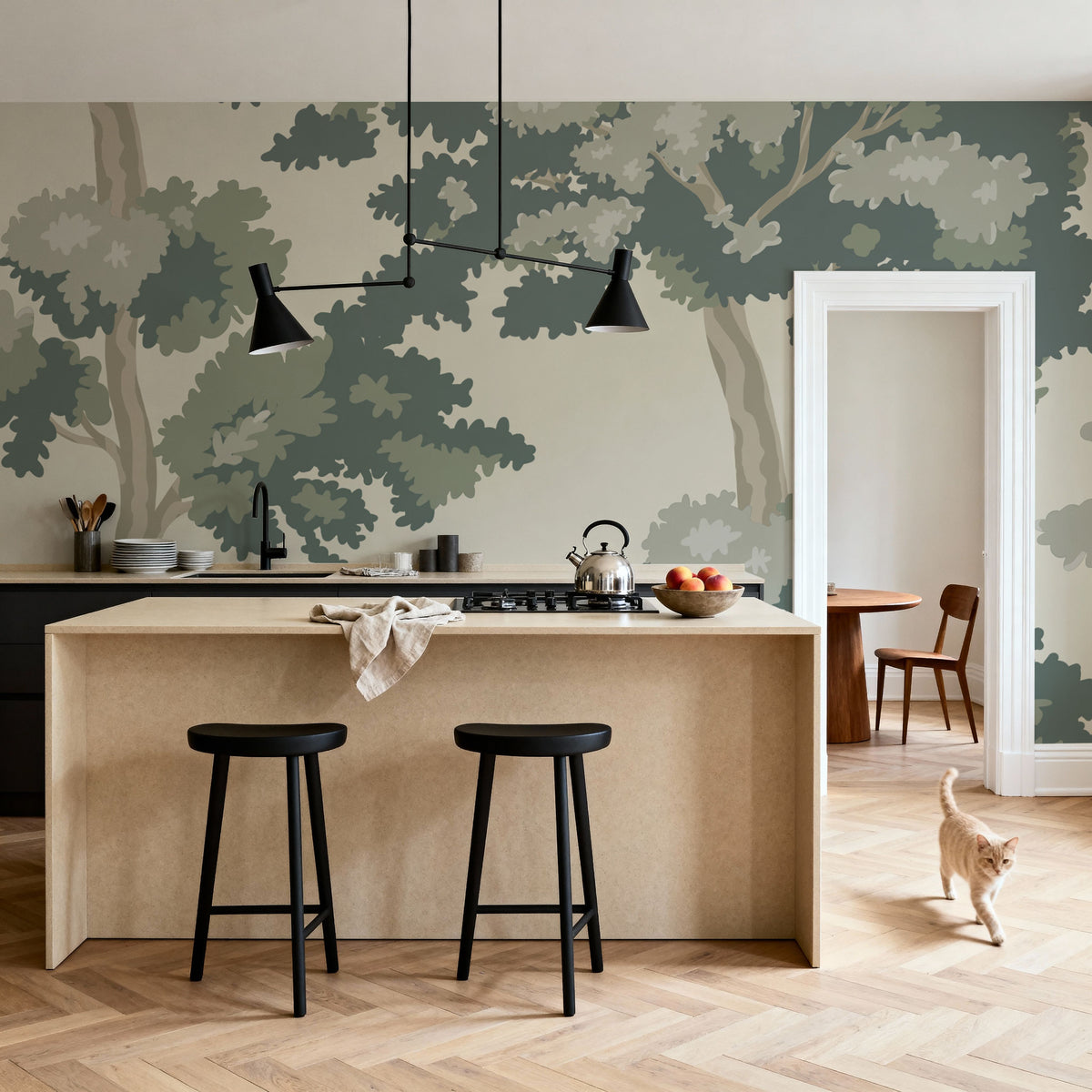 Camouflage Trees Mural Wallpaper - room preview 03