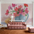 Pink Flowers with Lemon Mural Wallpaper - room preview 03