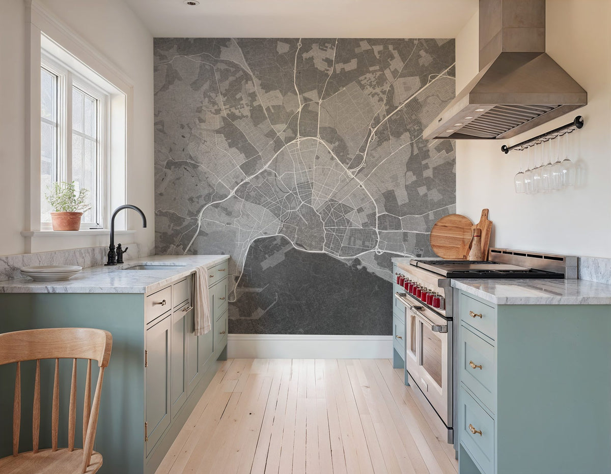 Palma De Mallorca Grey Mural Wallpaper - room preview 03