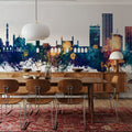 Kabul Afghanistan Skyline Blue & Bronze Mural Wallpaper - room preview 03