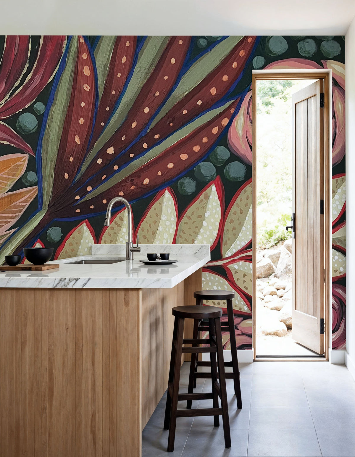 Tropical Florals Mural Wallpaper - room preview 03