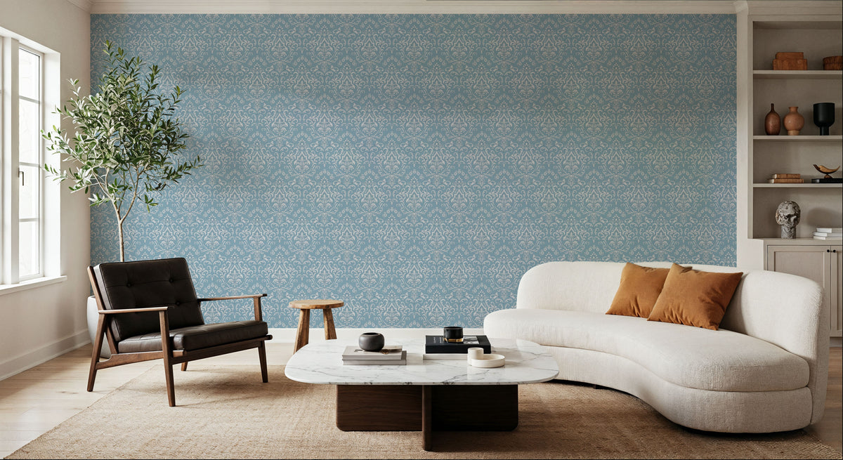 Ludovici Pattern, French Blue Mural Wallpaper - room preview 03