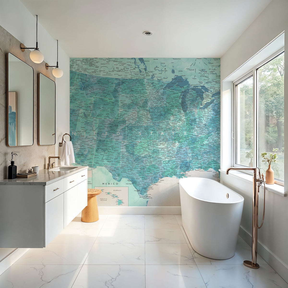 US Map Detailed - Harriet Mural Wallpaper - room preview 03