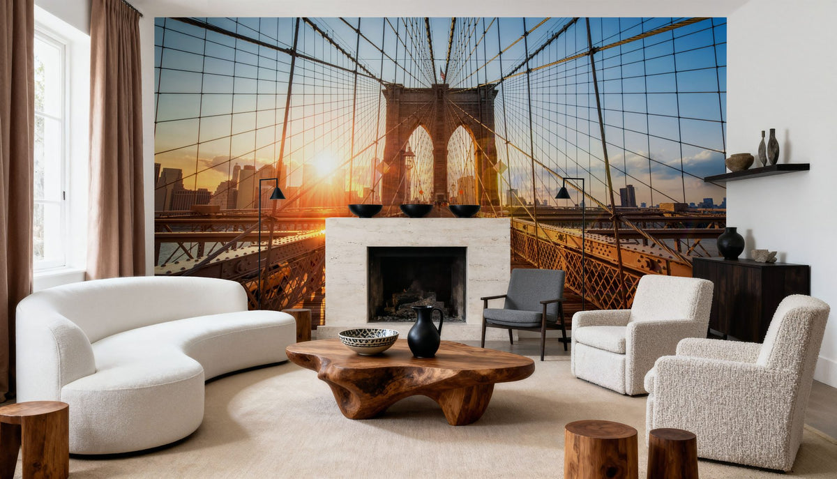 Brooklyn Bridge Sunset Mural Wallpaper - room preview 03