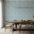 Rustic Flowers Blue Mural Wallpaper - room preview 03