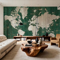 Old World Map Green Mural Wallpaper - room preview 03