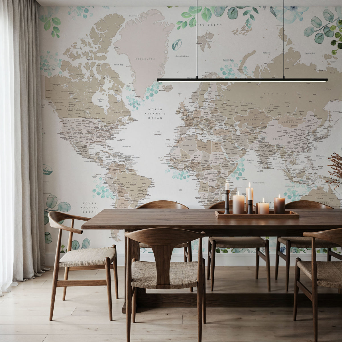 World Map Cities - Leanne Mural Wallpaper - room preview 03