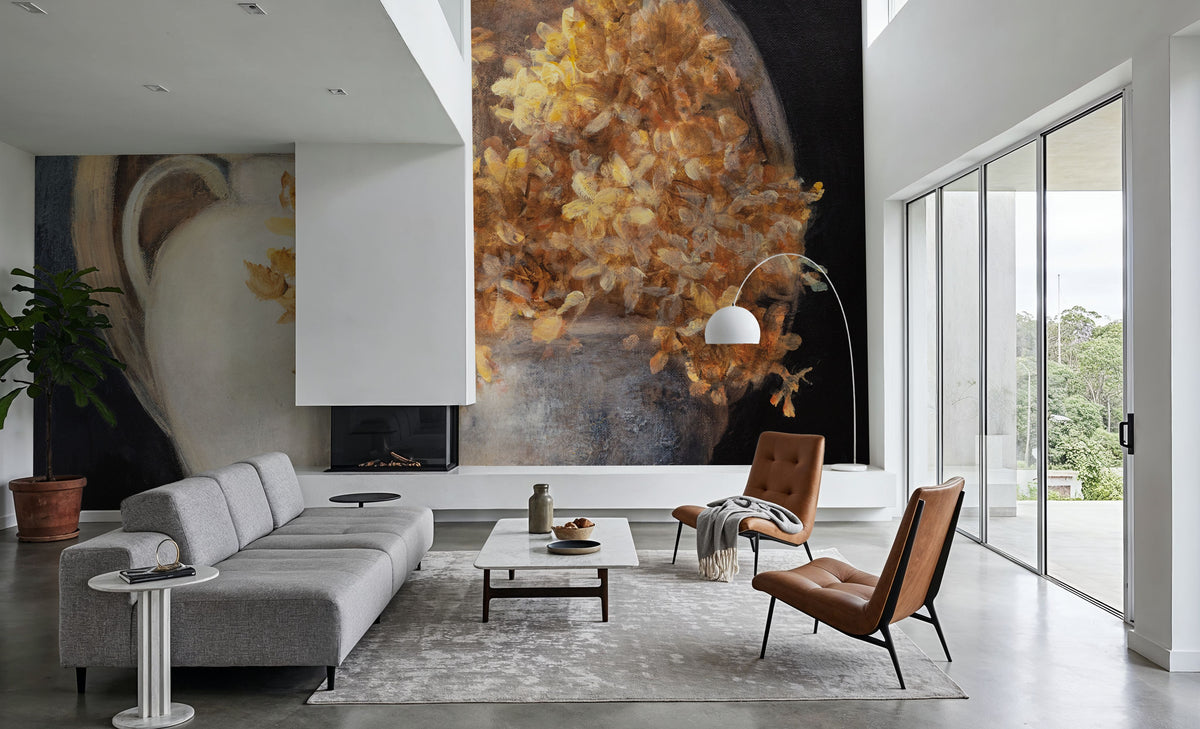 Golden Hydrangeas II Mural Wallpaper - room preview 03