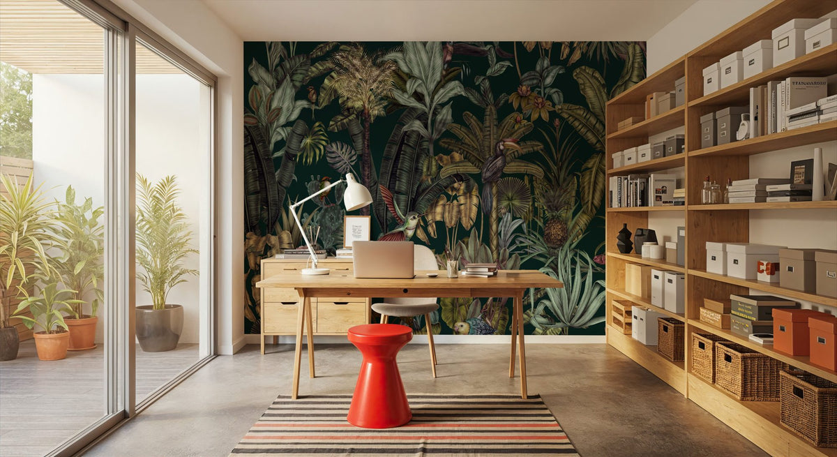 Tropical Wonderland, Forest Green Mural Wallpaper - room preview 03
