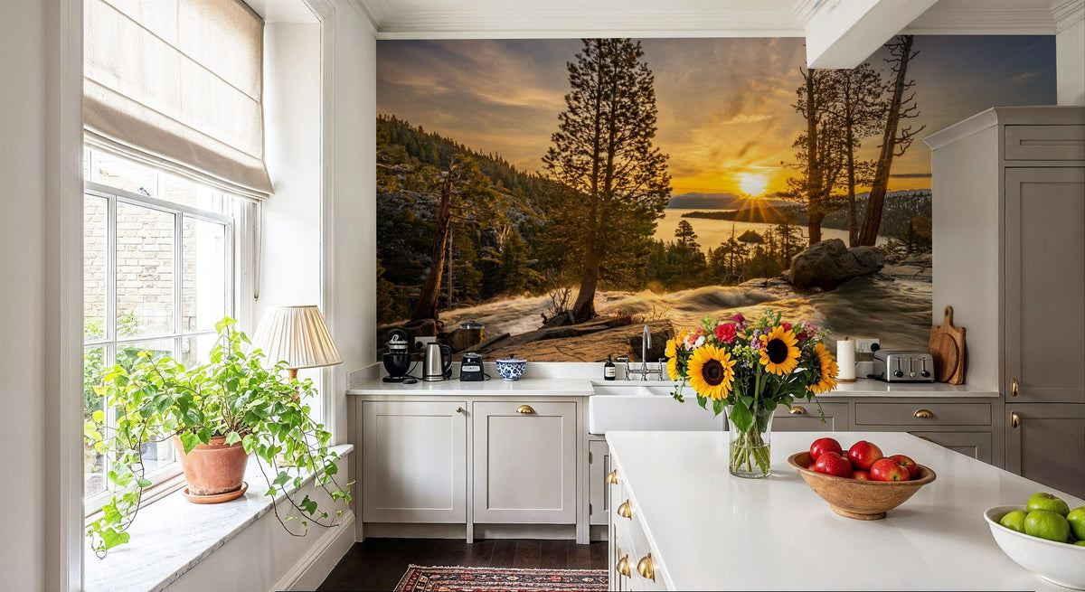 Snow Melting At Lake Tahoe Mural Wallpaper - room preview 03